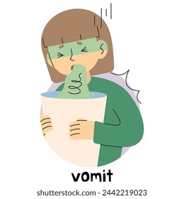 Vomit 7 cute on a white background, vector illustration.
