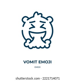 Icono de emoji vómito. Ilustración vectorial lineal de la colección emoji. Esbozar vectores de iconos emoji vómitos. Símbolo de línea delgada para uso en aplicaciones web y móviles, logotipo, medios impresos.