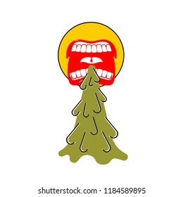 Vomit face emoji. Puke Vector illustration. Retching cartoon. Vomitus