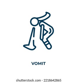 Vomit Icon. Linear Vector Illustration. Outline Vomit Icon Vector. Thin Line Symbol For Use On Web And Mobile Apps, Logo, Print Media.