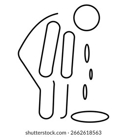 Icono de vómito sobre fondo blanco, Ilustración vectorial.