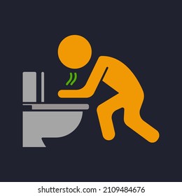 Vomit Icon. Symptoms Virus Infection. Indigestion Feel Sick And Vomiting. Vector Illustration