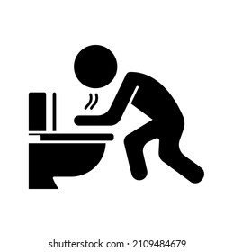 Vomit Icon. Symptoms Virus Infection. Indigestion Feel Sick And Vomiting. Vector Illustration