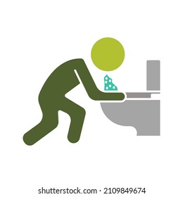 Vomit Icon. Symptoms Virus Infection. Indigestion Feel Sick And Vomiting. Vector Illustration