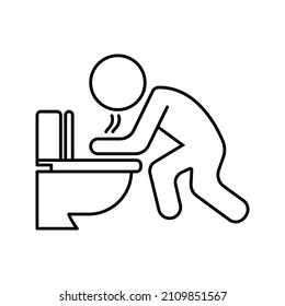 Vomit Icon. Symptoms Virus Infection. Indigestion Feel Sick And Vomiting. Vector Illustration