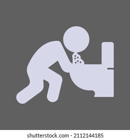 Vomit Icon. Symptoms Virus Infection. Indigestion Feel Sick And Vomiting. Vector Illustration