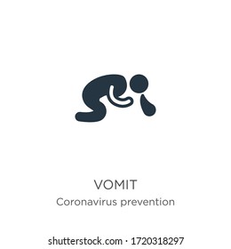 Vómito vectorial. Icono de vómito plano de moda de la colección Coronavirus Prevention aislado en fondo blanco. La ilustración vectorial se puede utilizar para diseño gráfico web y móvil, logotipo, eps10