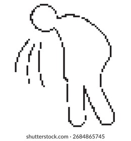 Icono de píxel de vómito, 8 bits. Ilustración vectorial aislada.