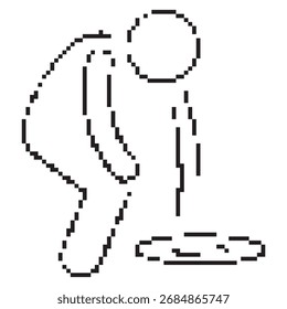 Icono de píxel de vómito, 8 bits. Ilustración vectorial aislada.