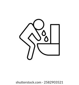 vomiting in bathroom icon Flat fill set collection