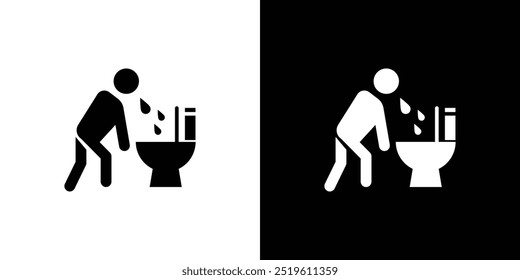 Vómitos en el logotipo lineal del icono del baño aislado