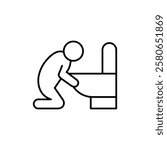 vomiting in bathroom icon Vector logo set flat
