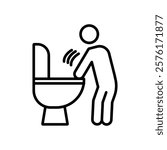 vomiting in bathroom icon vector outline logo sign