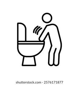 vomiting in bathroom icon vector outline logo sign