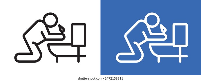 vómitos en el logotipo del cuarto de baño conjunto de símbolos contorno de Vector