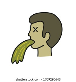 vomiting doodle icon, vector illustration