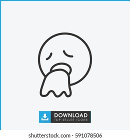 vomiting emot icon. Simple outline vomiting emot vector icon. On white background.