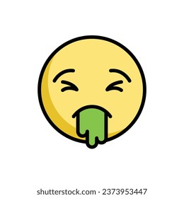 Ilustración vómita del vector emoticono facial