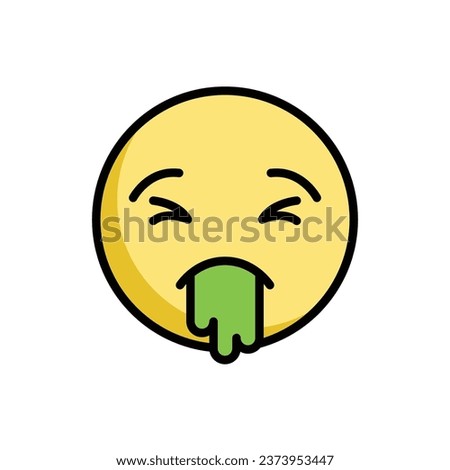 Vomiting Face Emoticon Vector Illustration