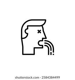 Vomiting icon in black and white vector