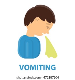 Vomiting icon cartoon. Single sick icon from the big ill, disease set.