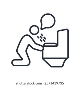 Vomiting icon. vector.Editable stroke.linear style sign for use web design,logo.Symbol illustration.