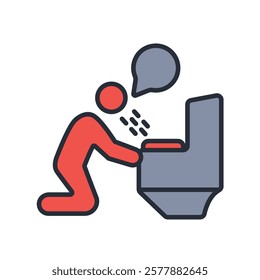 Vomiting icon. vector.Editable stroke.linear style sign for use web design,logo.Symbol illustration.