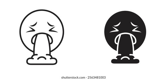 vomiting icons in outline and fill. vector illustration for ui.