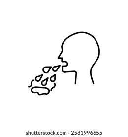 Vomiting man line icon Flat vector set outline