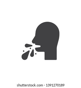 Vomiting man vector icon. Tuberculosis filled flat sign for mobile concept and web design. Cough with phlegm glyph icon. Symbol, logo illustration. Pixel perfect vector graphics