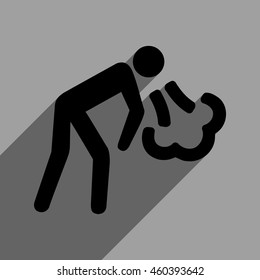 Vomiting Person long shadow vector icon. 