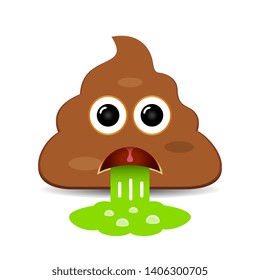 Vômito cocô emoji vetor cartoon isolado no fundo branco