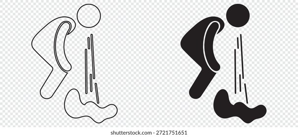 vomiting silhouette icon vector illustration isolated on transporant icon background