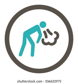 Vomiting vector icon. Style is bicolor flat rounded symbol, grey and cyan colors, rounded angles, white background.