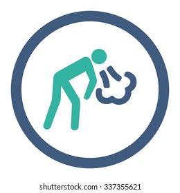 Vomiting vector icon. Style is bicolor flat rounded symbol, cobalt and cyan colors, rounded angles, white background.