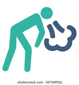 Vomiting vector icon. Style is bicolor flat symbol, cobalt and cyan colors, rounded angles, white background.