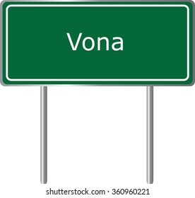 Vona , Colorado, road sign green vector illustration, road table, USA city