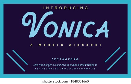 Vonica font. Elegant alphabet letters font and number. Classic Lettering Minimal Fashion Designs. Typography modern serif fonts regular uppercase lowercase and numbers. vector illustration