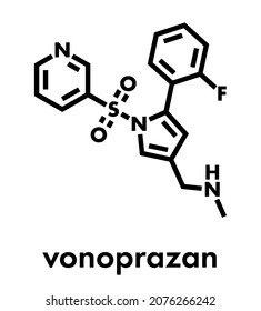 Vonoprazan drug molecule. Skeletal formula.