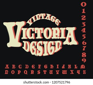 Vontage Vector Font. Victorian Alphabet. 