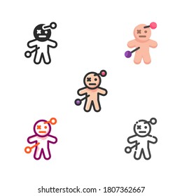 voodo doll flat halloween icon pack