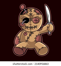  voodo doll mascot logo vector illustration