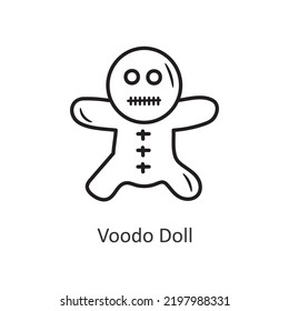 Voodo Doll vector outline Icon Design illustration. Halloween Symbol on White background EPS 10 File