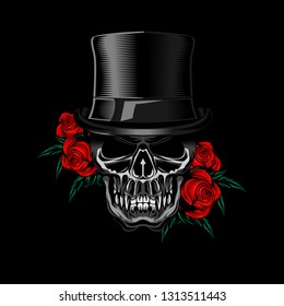 Voodo skull Rose vector illustration