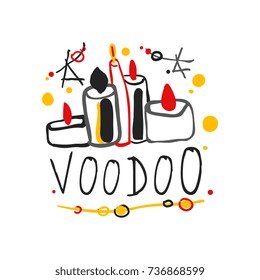 Voodoo African and American magic logo with candles and stars