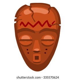 Voodoo African wooden mask painted with ornament