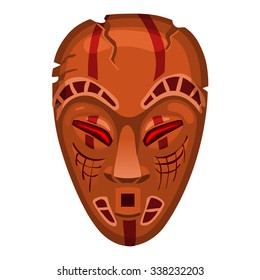 Voodoo African wooden mask painted with ornament