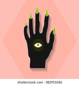 Voodoo arm on rhomb vector illustration 