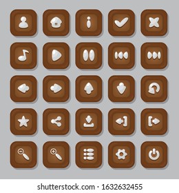 Voodoo buttons for the design of graphical user interfaces for games and applications with options and navigation icons.