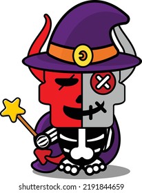 voodoo devil doll mascot character cartoon vector illustration cute witch costume